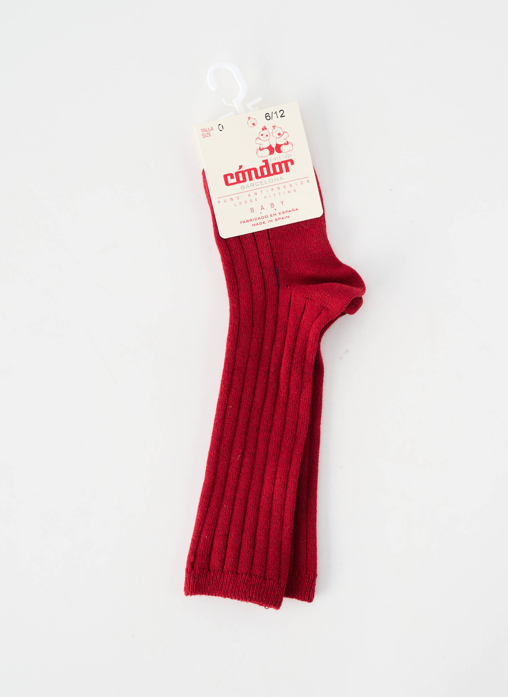 Chaussettes tissage côtelé rouge CONDOR enfant