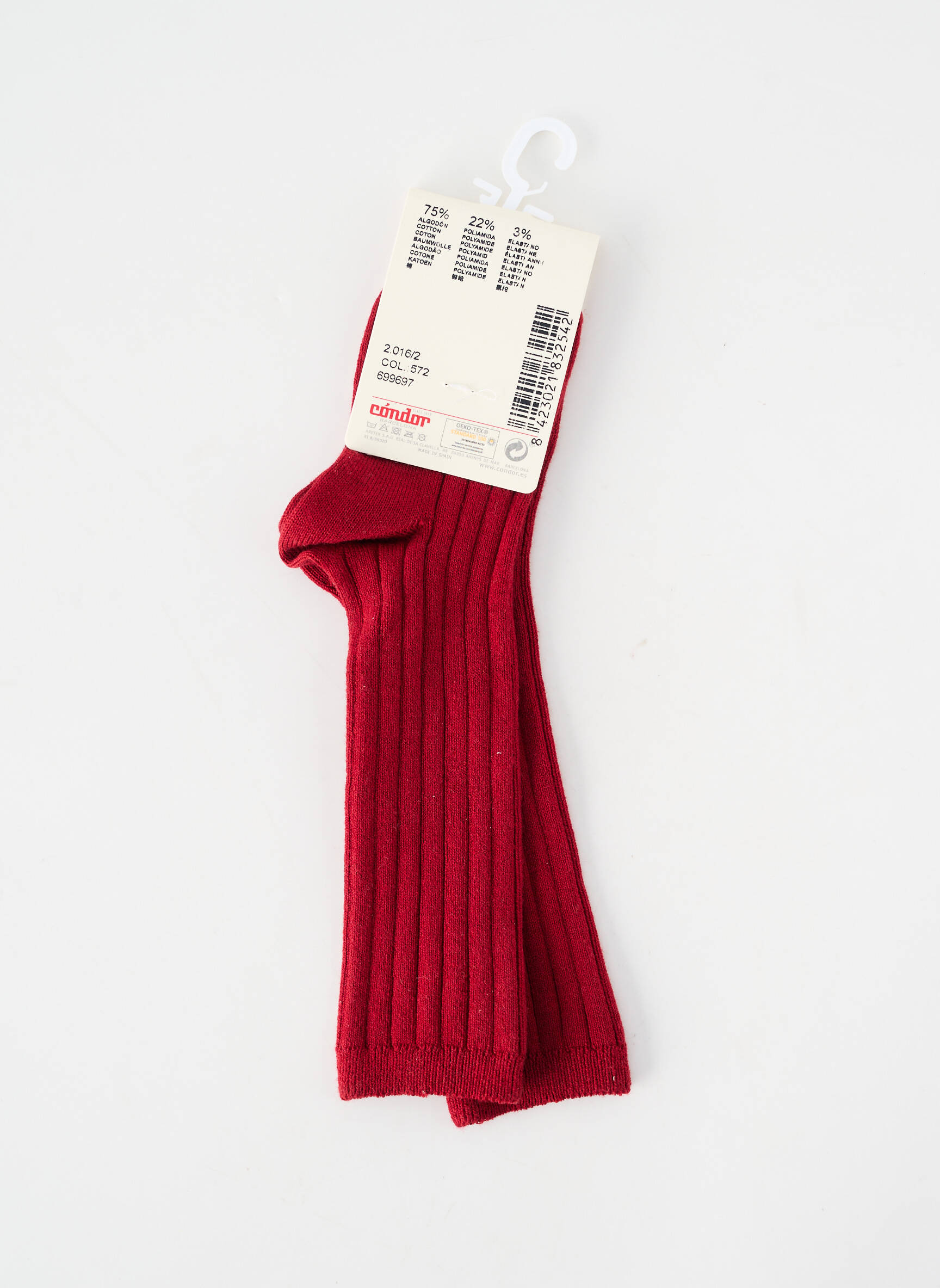 Chaussettes tissage côtelé rouge CONDOR enfant