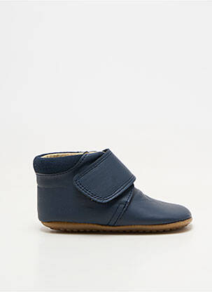 Chaussons/pantoufles matière lisse bout rond bleu POM POM enfant