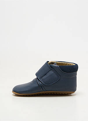 Chaussons/pantoufles matière lisse bout rond bleu POM POM enfant