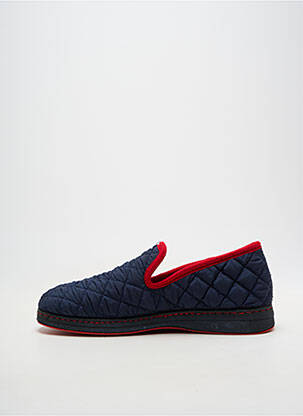Chaussons/pantoufles matière lisse bout rond bleu SEMELFLEX homme