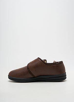Chaussons/pantoufles fermeture scratch bout rond marron FARGEOT homme