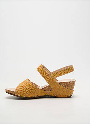 Sandales/nu pieds matière lisse talon de 4 à 6cm jaune PEDI GREEN femme
