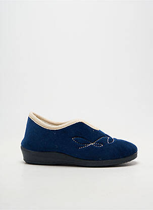 Chaussons/pantoufles semelle extérieure textile talon plat jusqu'à 3cm bleu SOIR ET MATIN femme