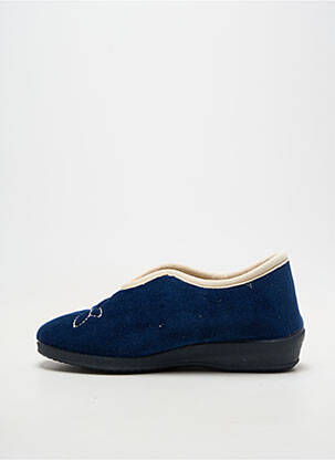 Chaussons/pantoufles semelle extérieure textile talon plat jusqu'à 3cm bleu SOIR ET MATIN femme