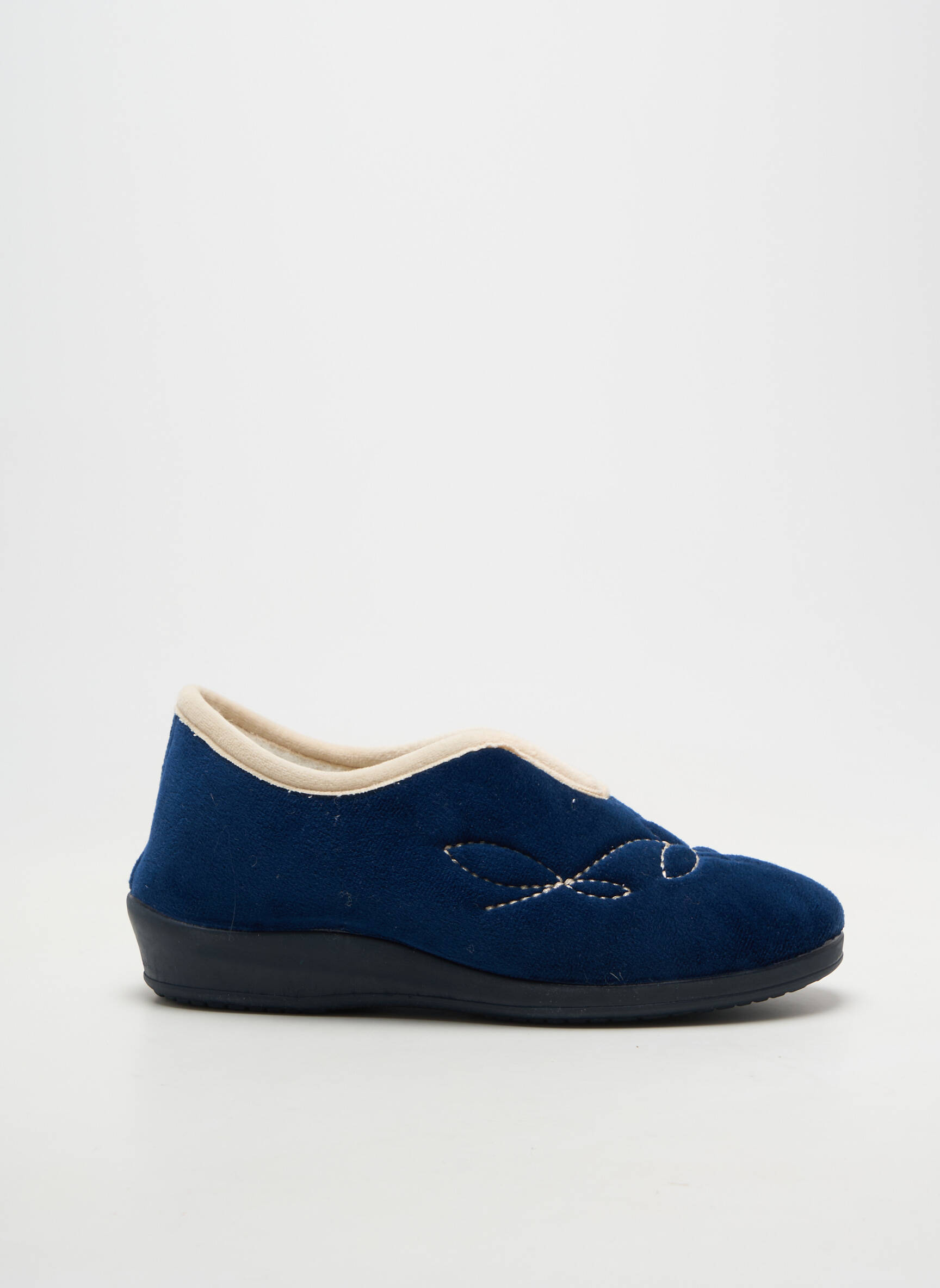 Chaussons/pantoufles semelle extérieure textile talon plat jusqu'à 3cm bleu SOIR ET MATIN femme