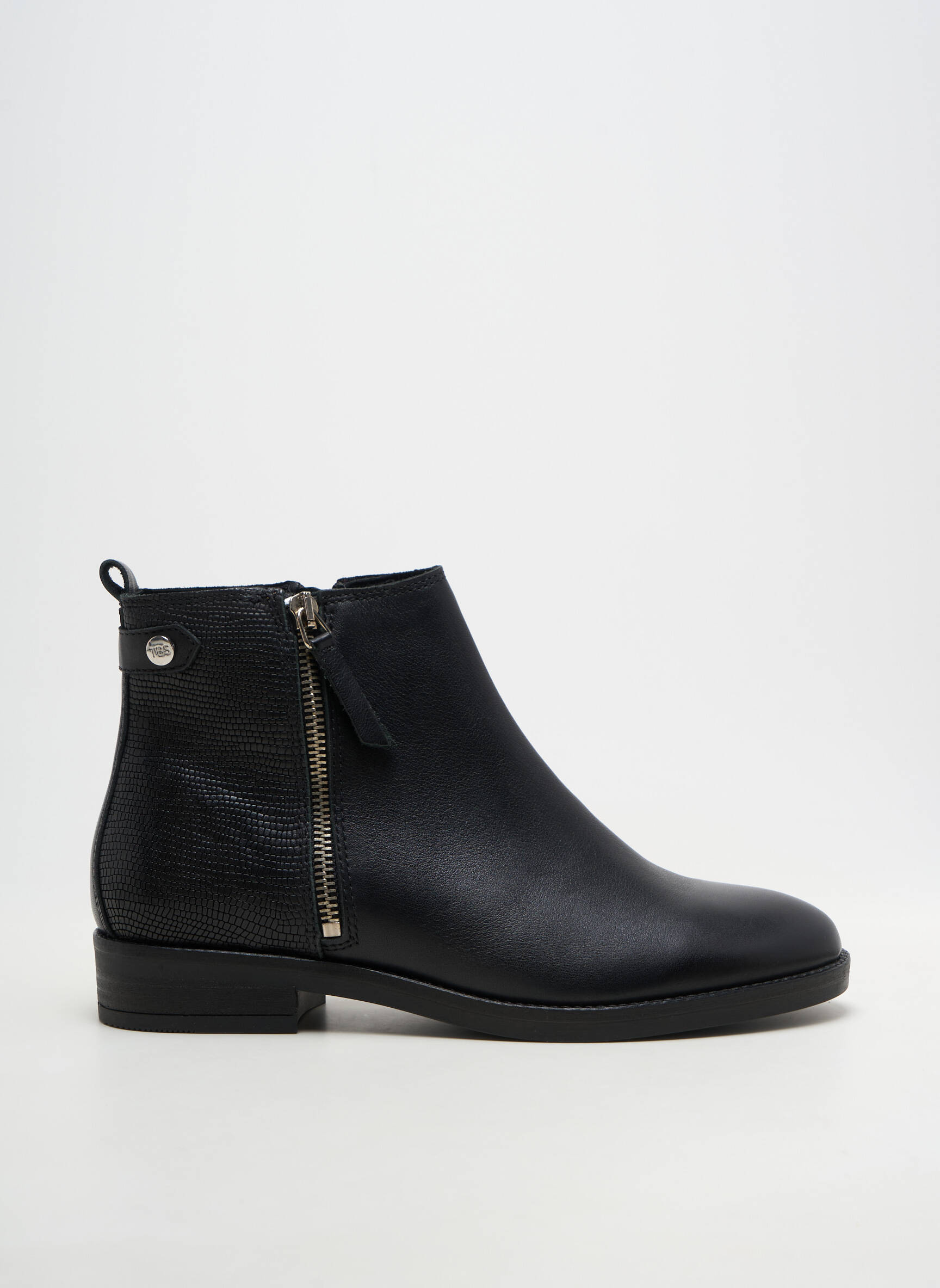 Bottines/boots matière lisse talon plat jusqu'à 3cm noir TBS femme