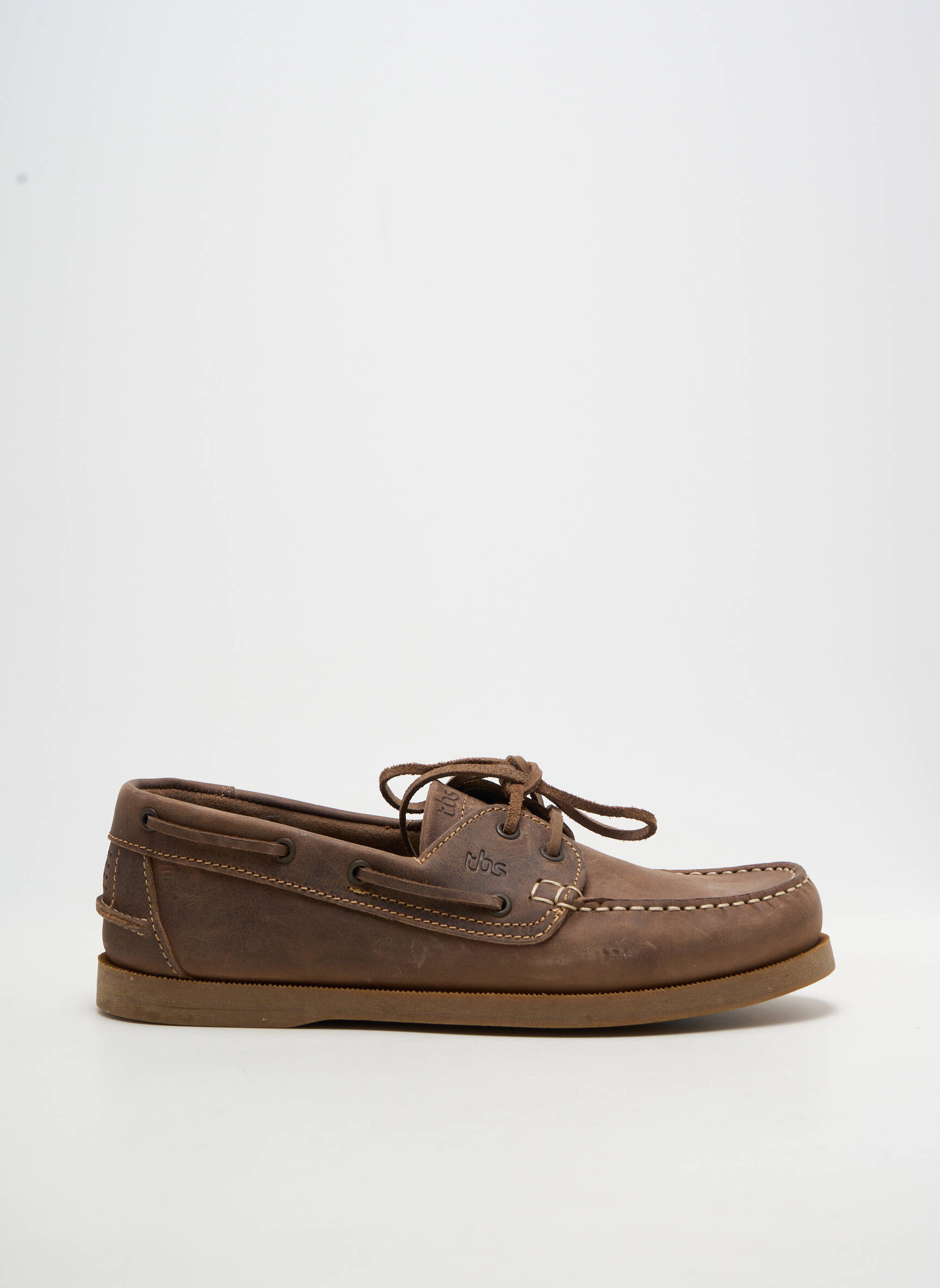 Chaussures bâteau matière lisse bout rond marron TBS homme