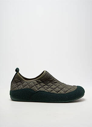 Chaussons/pantoufles tissage satiné bout rond vert CM CONFORT homme