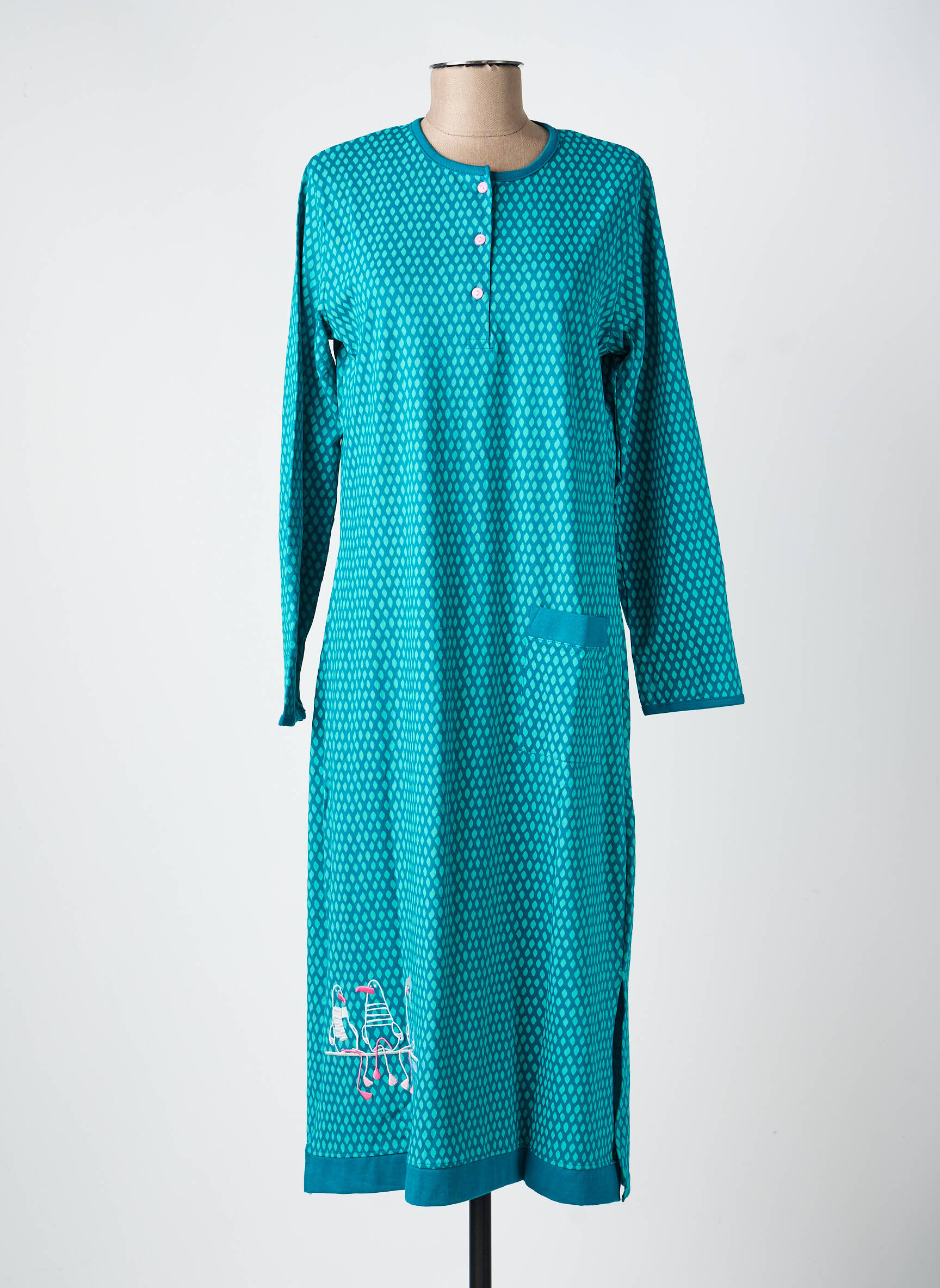 Chemise de nuit manches longues bleu ROSE POMME femme