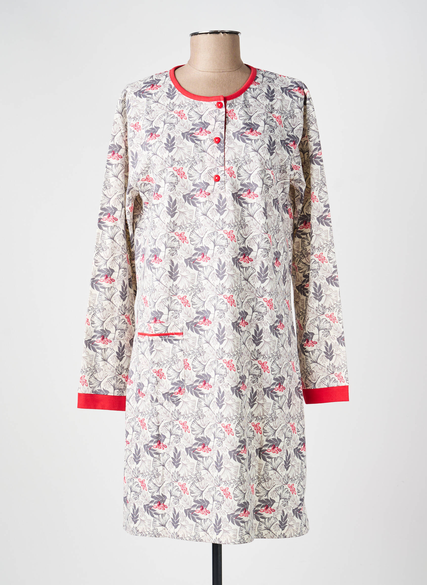 Chemise de nuit manches longues gris ROSE POMME femme
