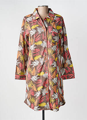 Chemise de nuit manches longues marron ROSE POMME femme