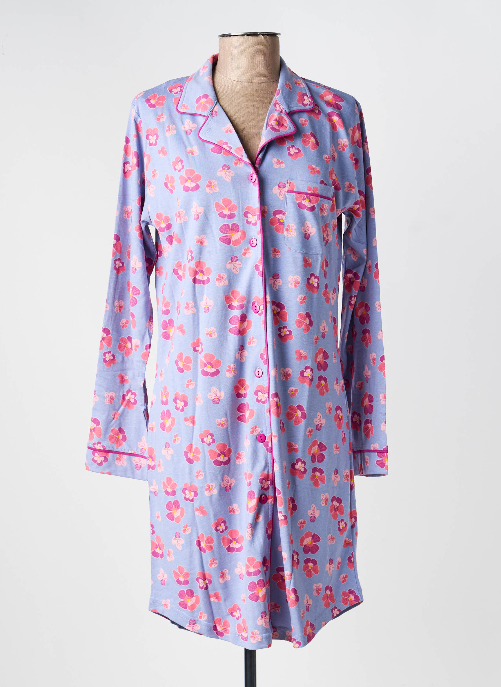 Chemise de nuit manches longues violet ROSE POMME femme
