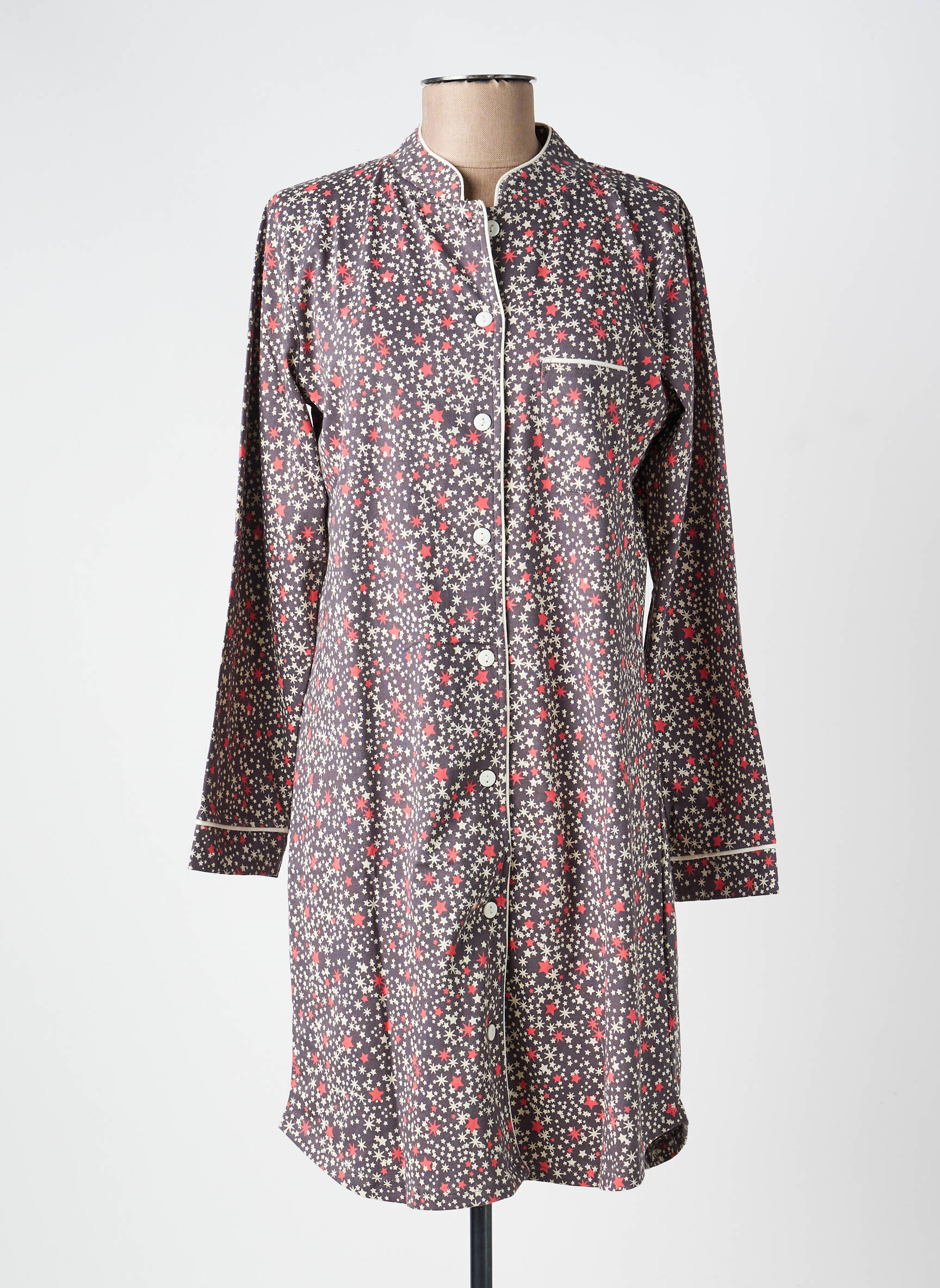 Chemise de nuit manches longues gris ROSE POMME femme
