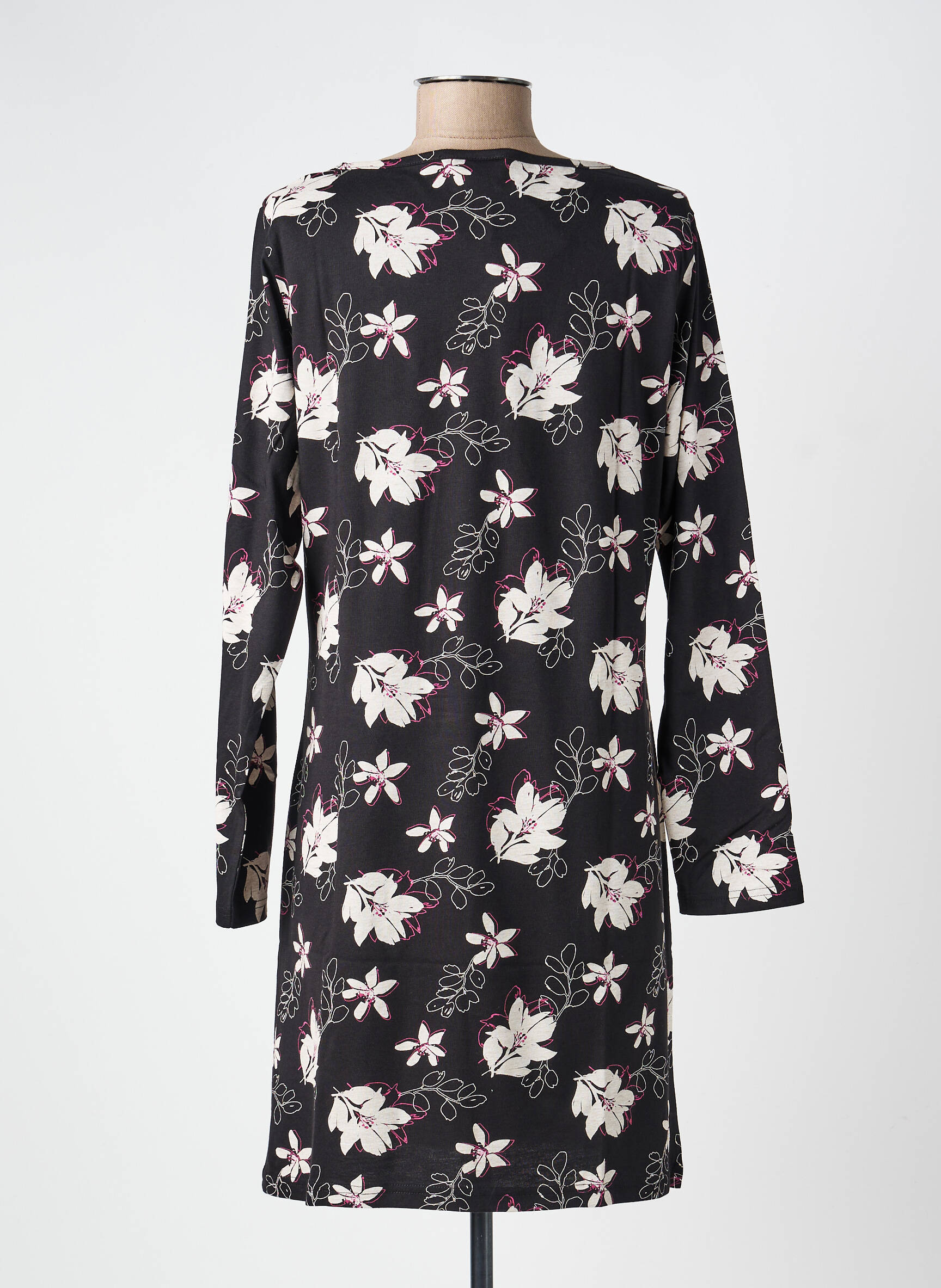 Chemise de nuit manches longues noir ROSE POMME femme