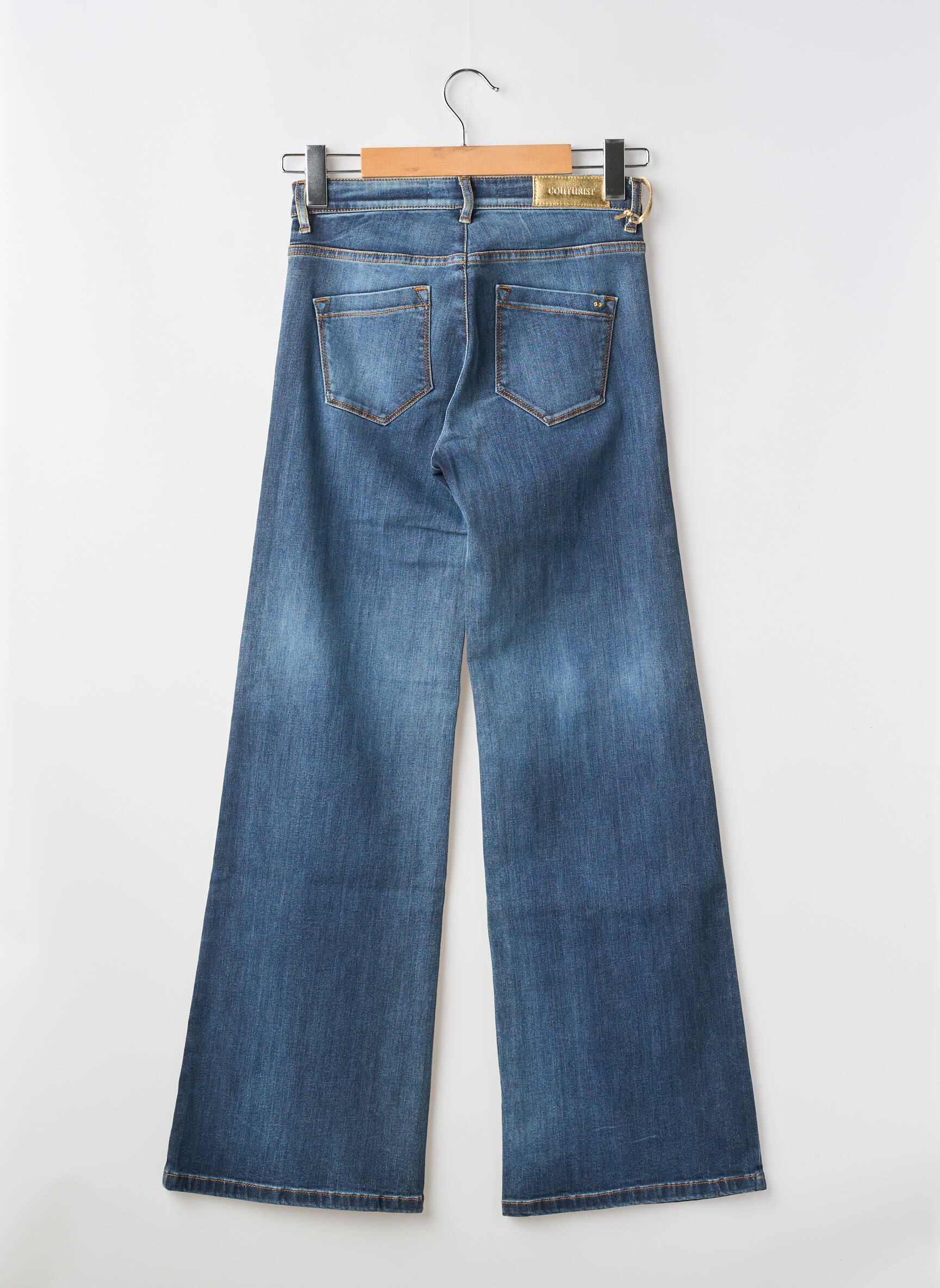 Jeans coupe large stretch taille haute bleu COUTURIST femme