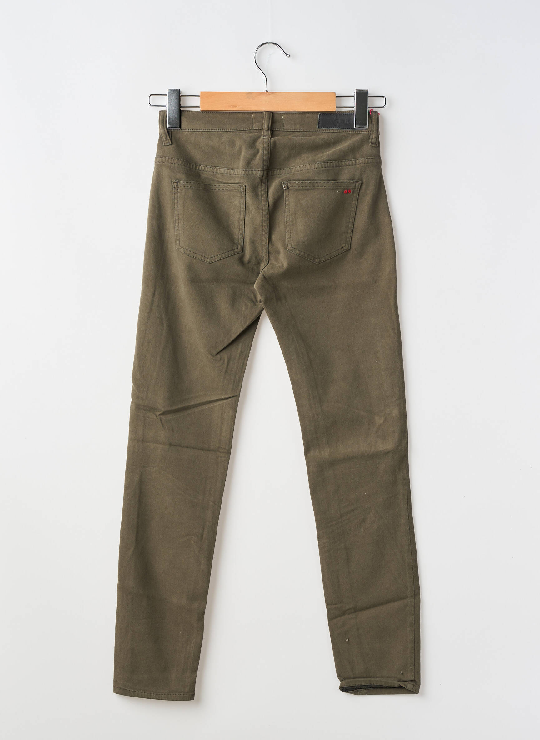 Pantalon slim tissage popeline taille normale vert COUTURIST femme