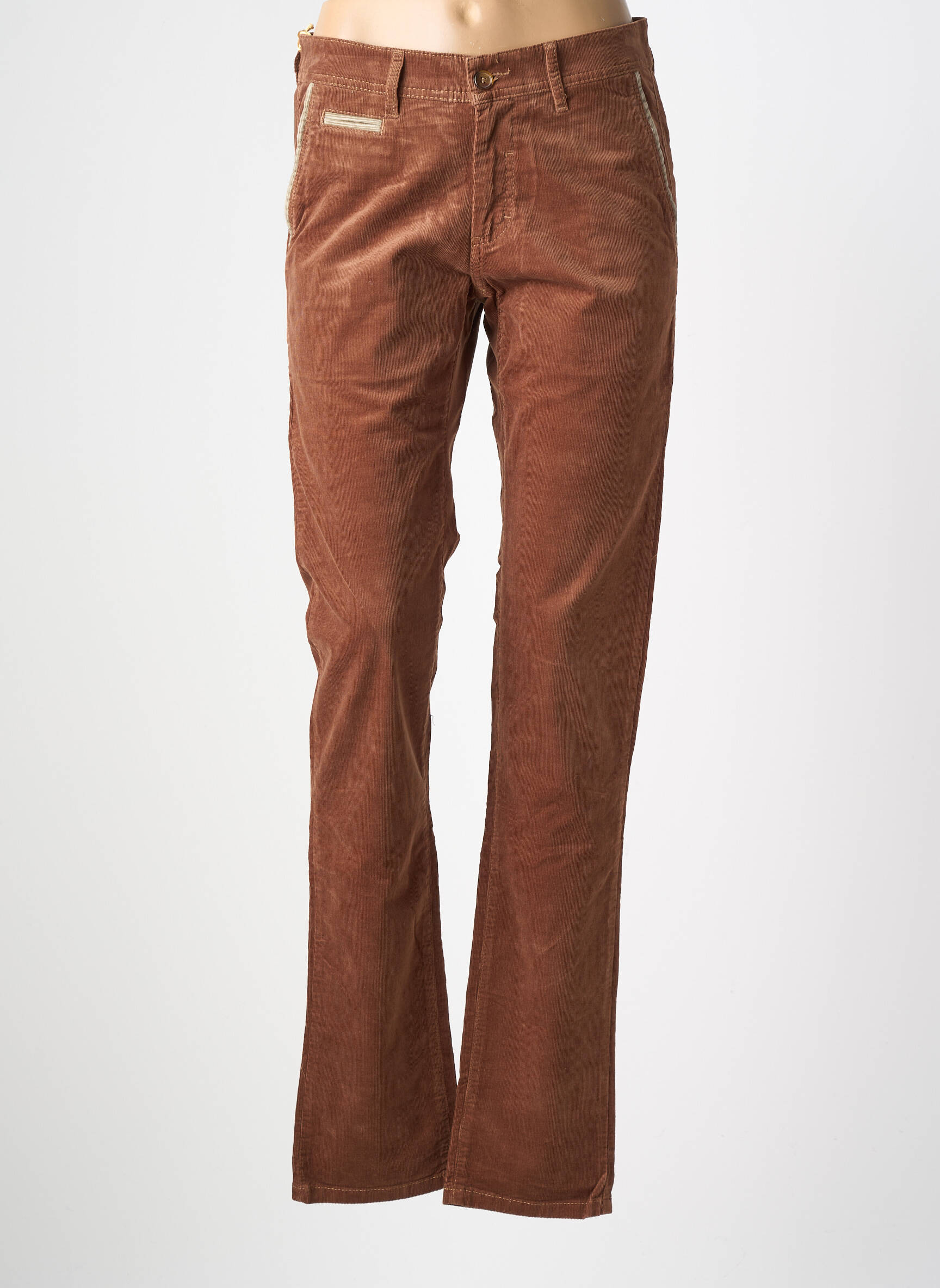 Pantalon chino stretch taille normale marron COUTURIST femme
