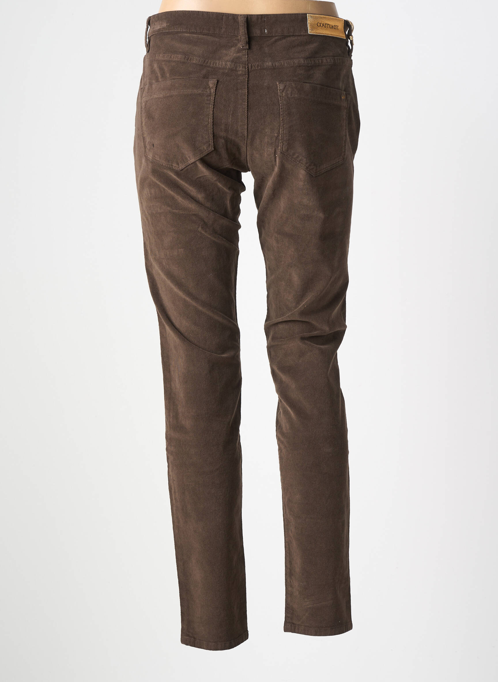 Pantalon slim stretch taille normale marron COUTURIST femme