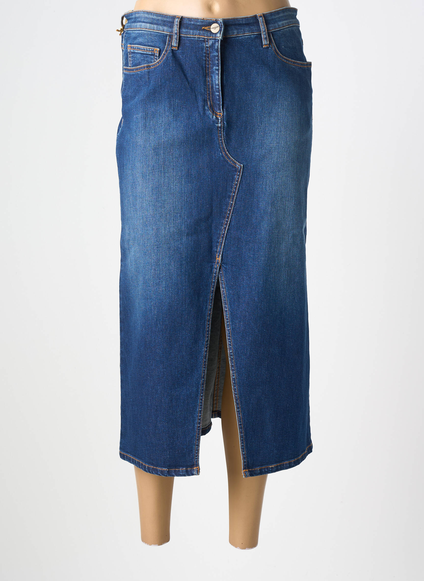 Jupe longue coupe droite bleu COUTURIST femme