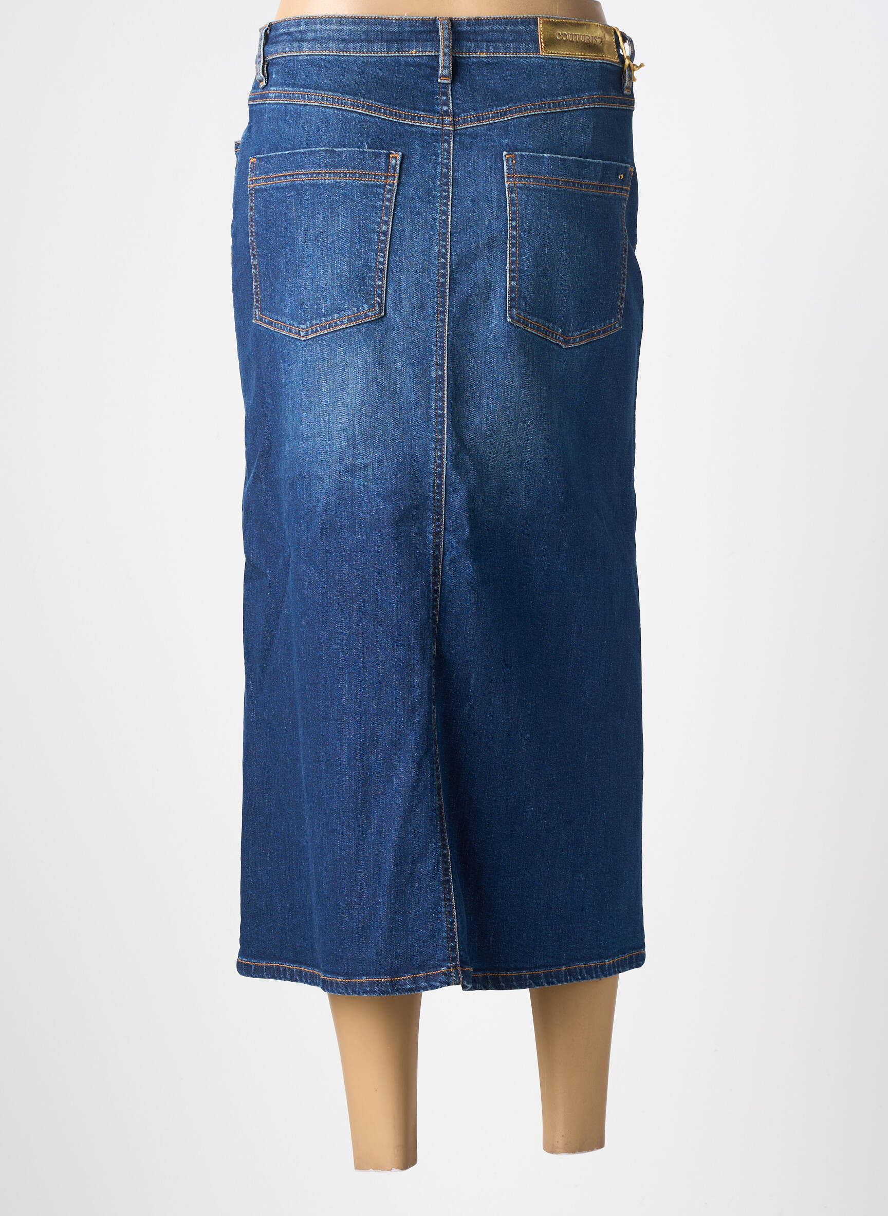 Jupe longue coupe droite bleu COUTURIST femme