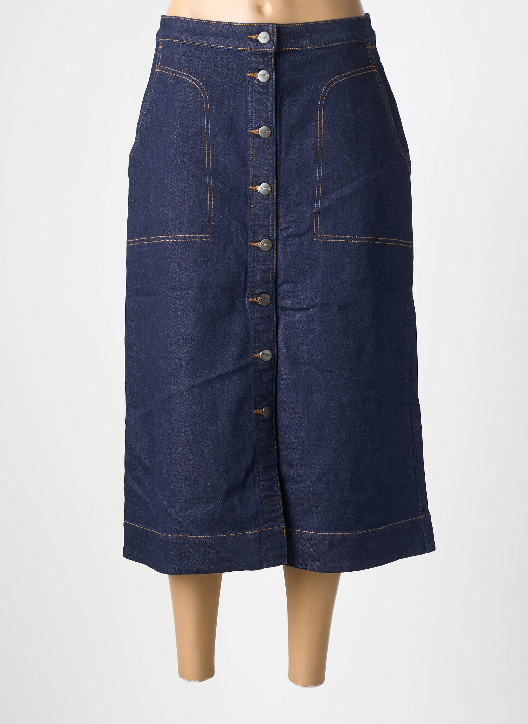 Jupe mi-longue coupe droite bleu COUTURIST femme