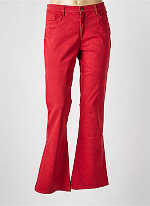 Pantalon flare fermeture zippée sous rabat boutonné rouge COUTURIST femme