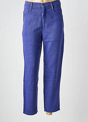 Pantalon 7/8 fermeture zippée sous rabat boutonné bleu COUTURIST femme