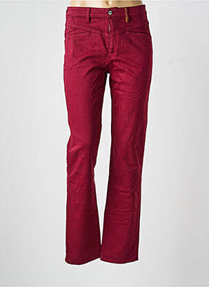 Pantalon droit fermeture zippée sous rabat boutonné rouge COUTURIST femme