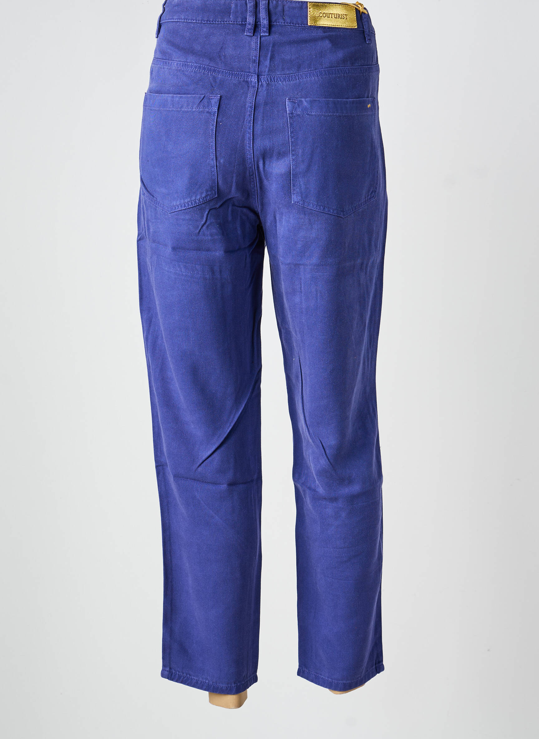 Pantalon 7/8 fermeture zippée sous rabat boutonné bleu COUTURIST femme