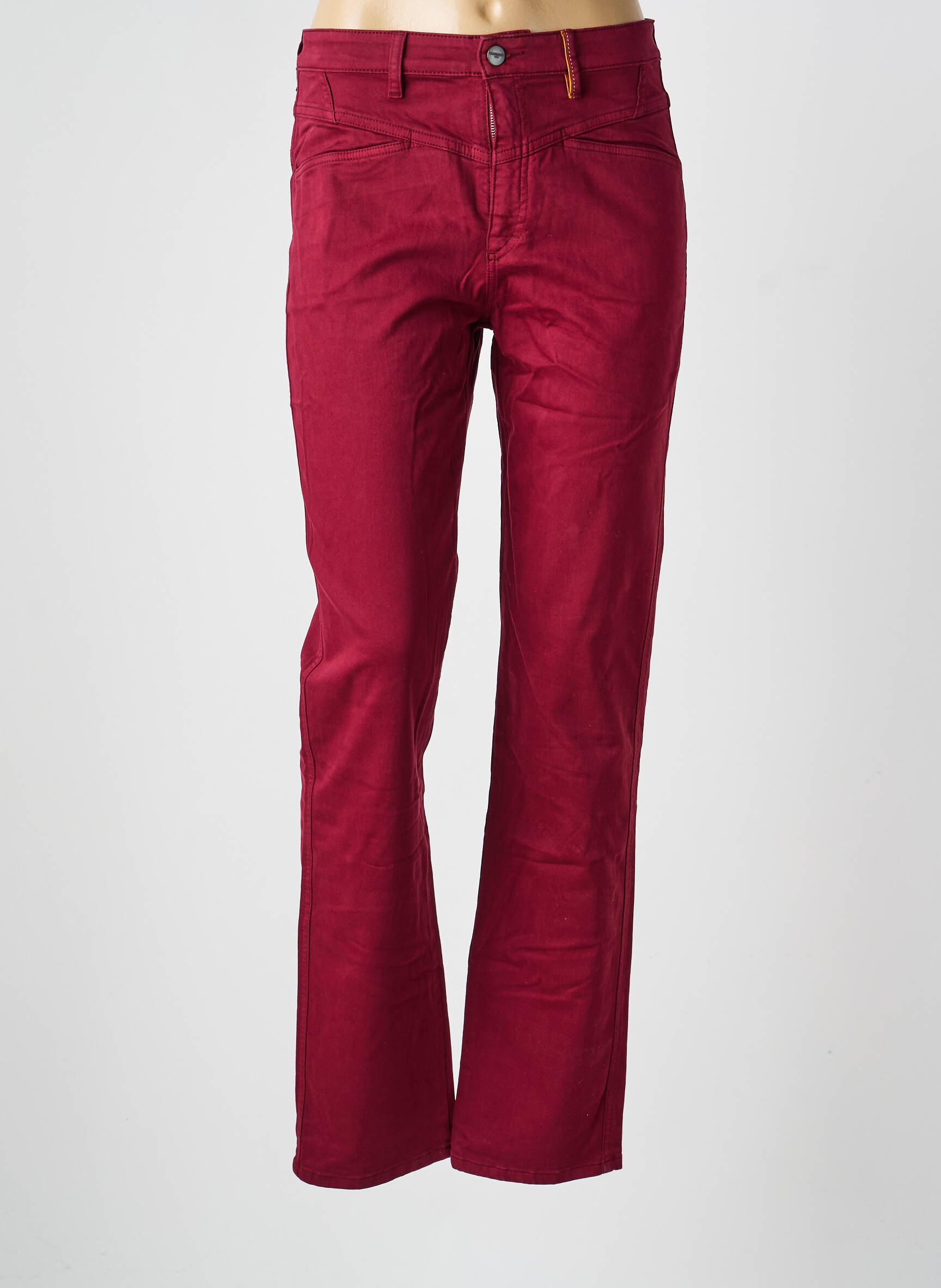 Pantalon droit fermeture zippée sous rabat boutonné rouge COUTURIST femme