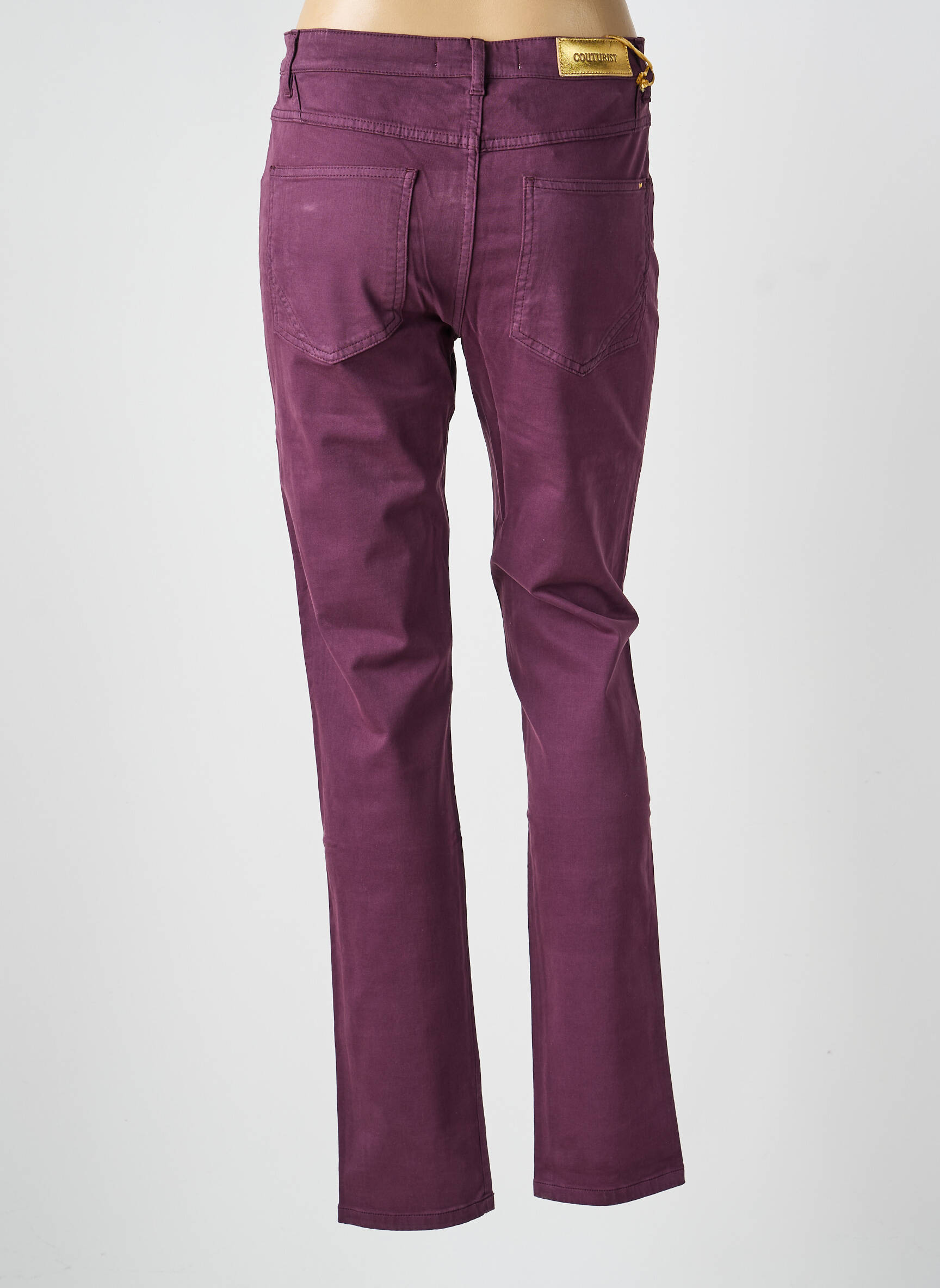 Pantalon droit fermeture zippée sous rabat boutonné violet COUTURIST femme