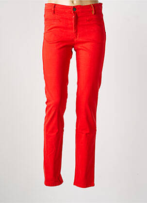 Pantalon slim fermeture zippée sous rabat boutonné rouge COUTURIST femme