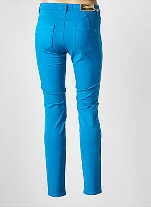 Pantalon slim fermeture zippée sous rabat boutonné bleu COUTURIST femme