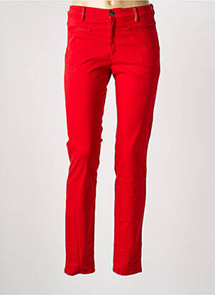Pantalon slim fermeture zippée sous rabat boutonné rouge fonce COUTURIST femme