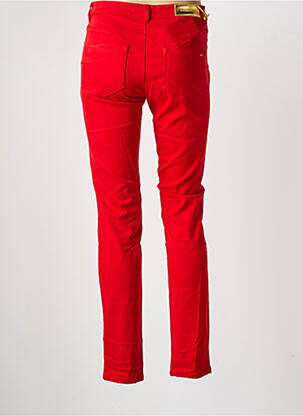 Pantalon slim fermeture zippée sous rabat boutonné rouge fonce COUTURIST femme