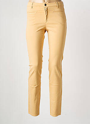 Pantalon slim fermeture zippée sous rabat boutonné beige COUTURIST femme