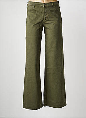 Pantalon flare fermeture zippée sous rabat boutonné vert COUTURIST femme