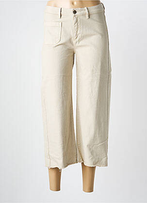 Pantalon 7/8 fermeture zippée sous rabat boutonné beige COUTURIST femme