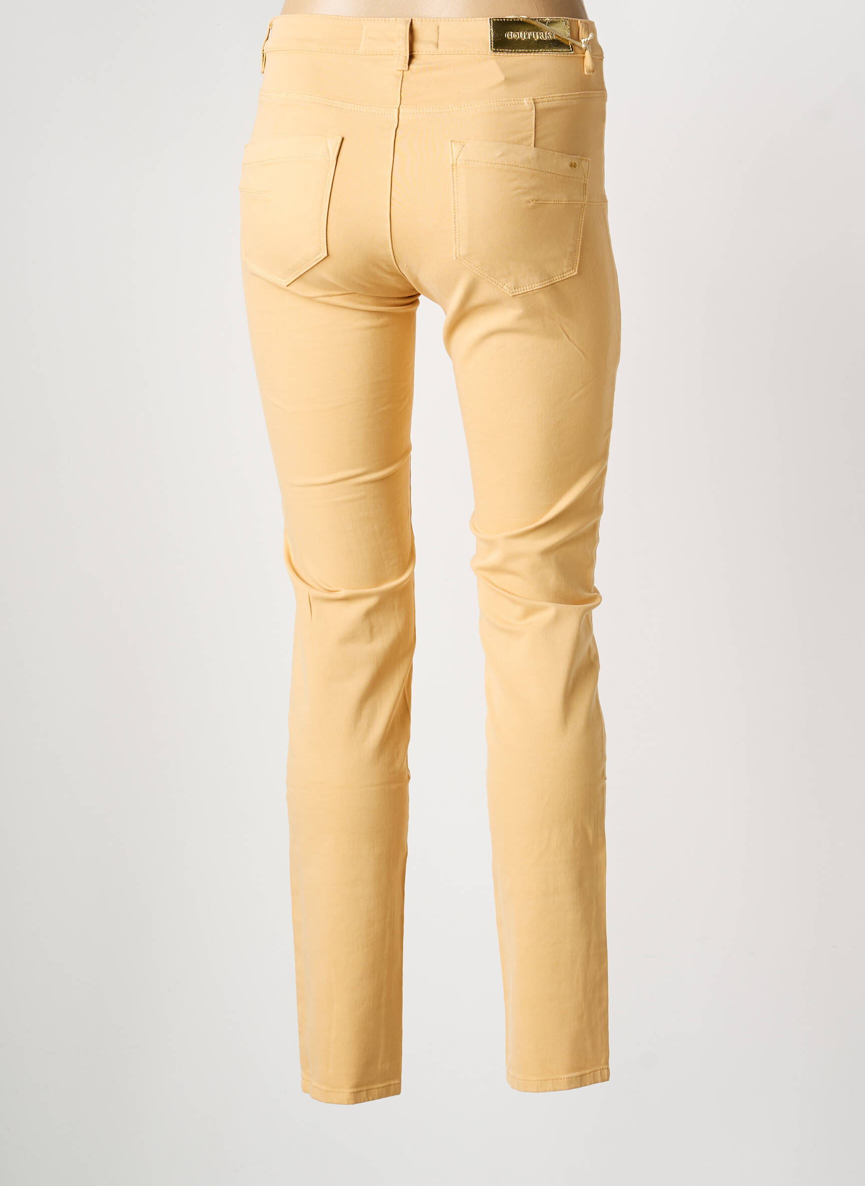 Pantalon slim fermeture zippée sous rabat boutonné beige COUTURIST femme