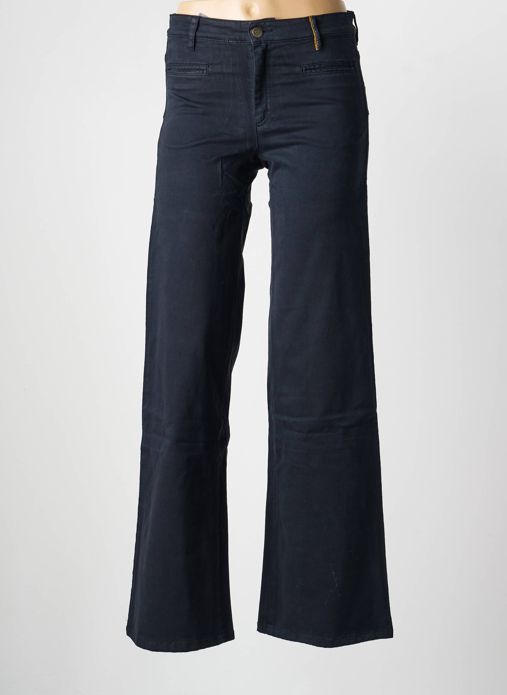 Pantalon droit fermeture zippée sous rabat boutonné taille normale bleu COUTURIST femme