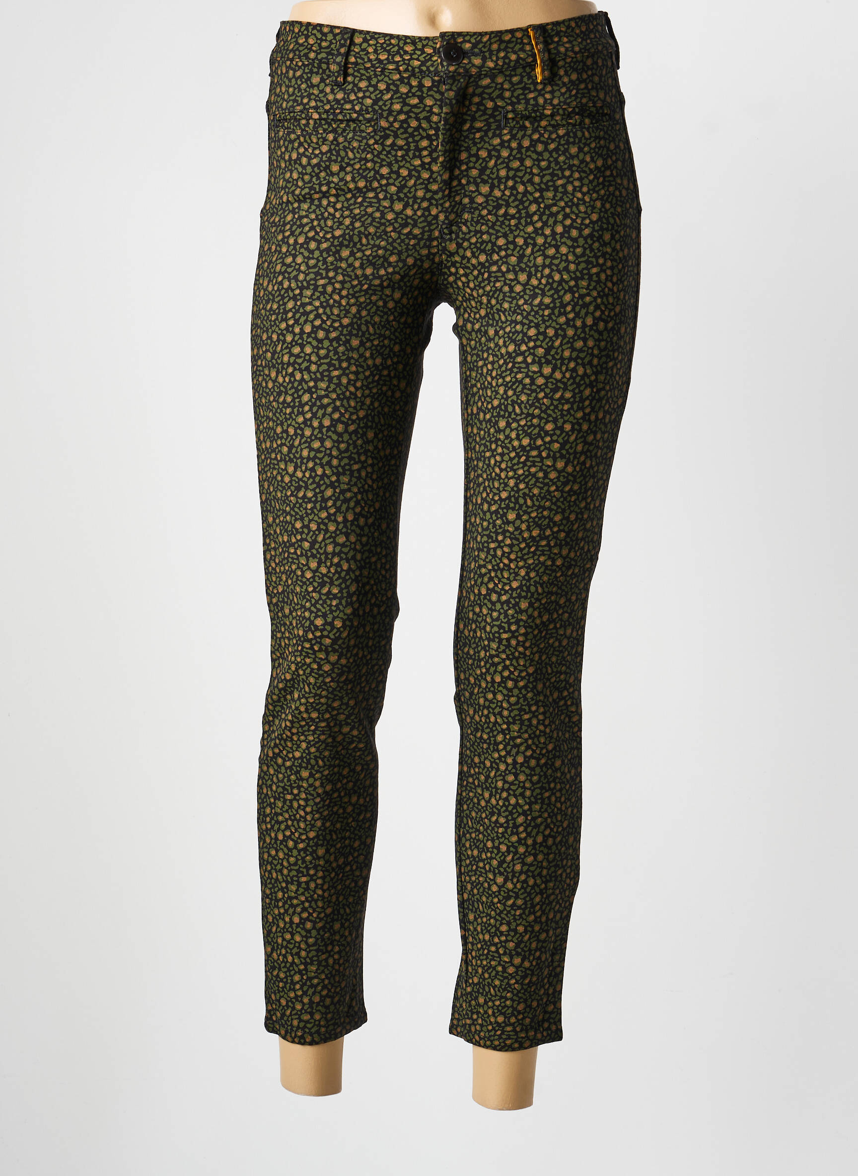 Pantalon 7/8 fermeture zippée sous rabat boutonné vert COUTURIST femme
