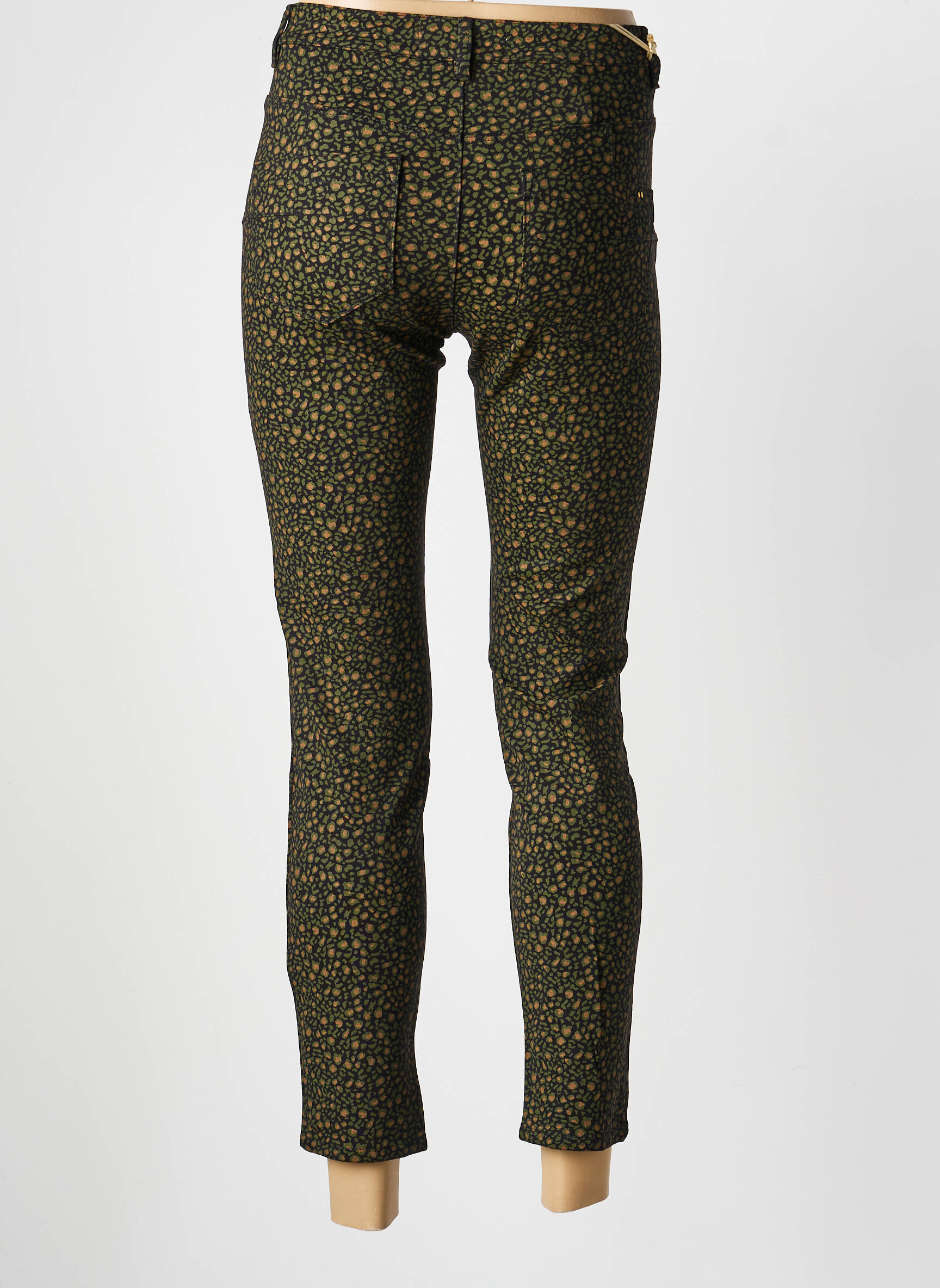 Pantalon 7/8 fermeture zippée sous rabat boutonné vert COUTURIST femme