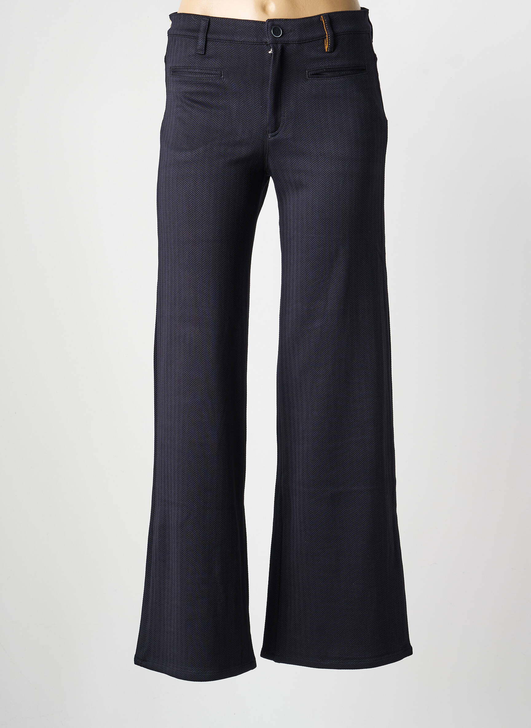 Pantalon flare fermeture zippée sous rabat boutonné noir COUTURIST femme