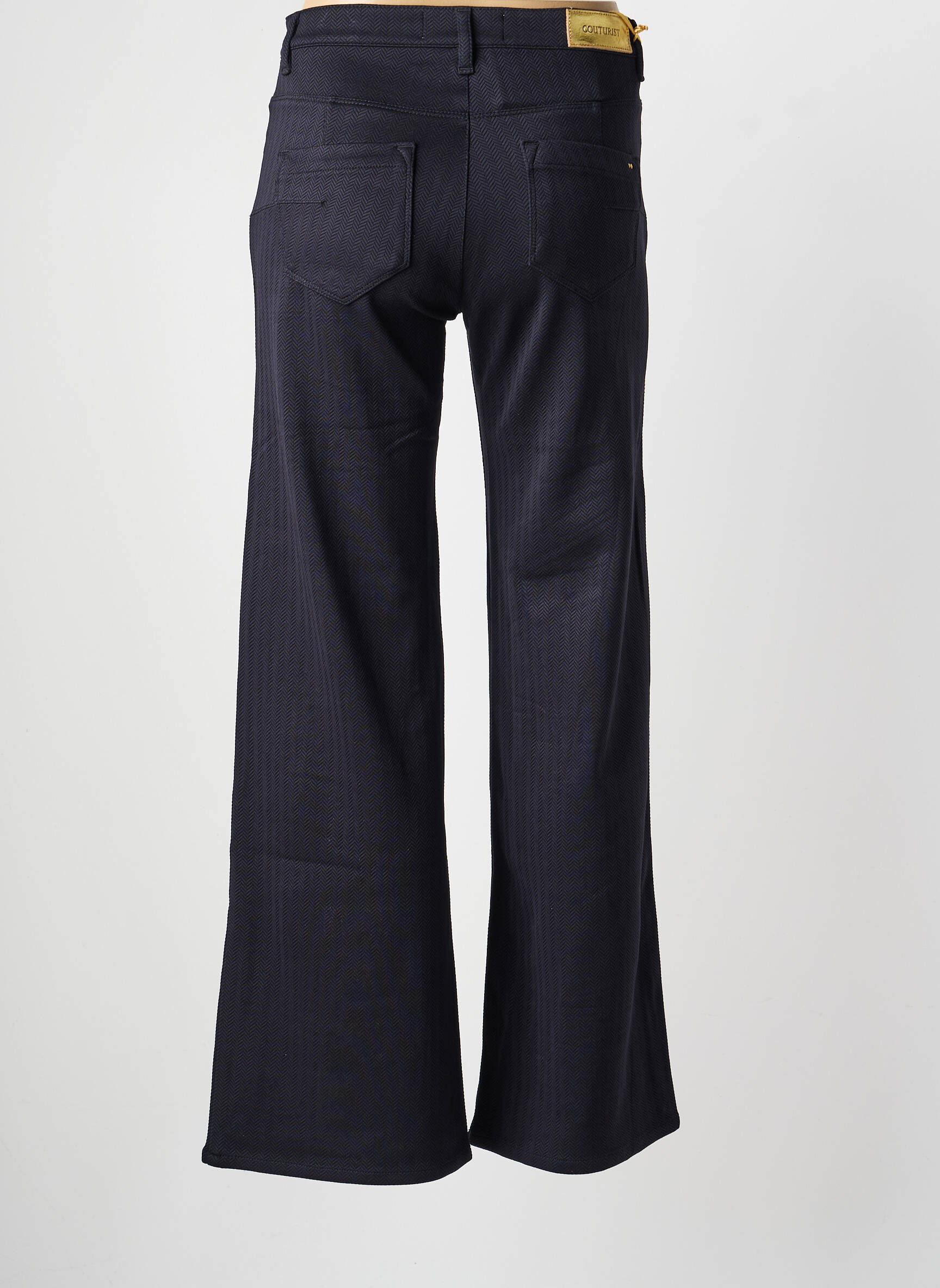 Pantalon flare fermeture zippée sous rabat boutonné noir COUTURIST femme
