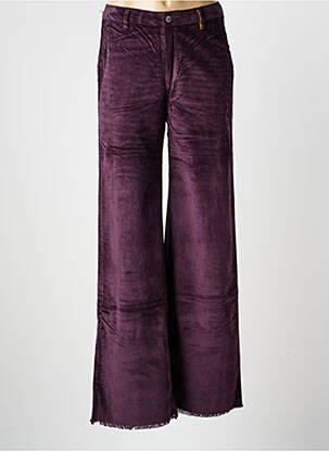 Pantalon droit fermeture zippée sous rabat boutonné taille normale violet COUTURIST femme