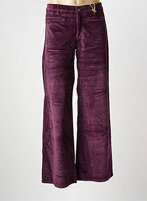 Pantalon droit fermeture zippée sous rabat boutonné taille normale violet COUTURIST femme