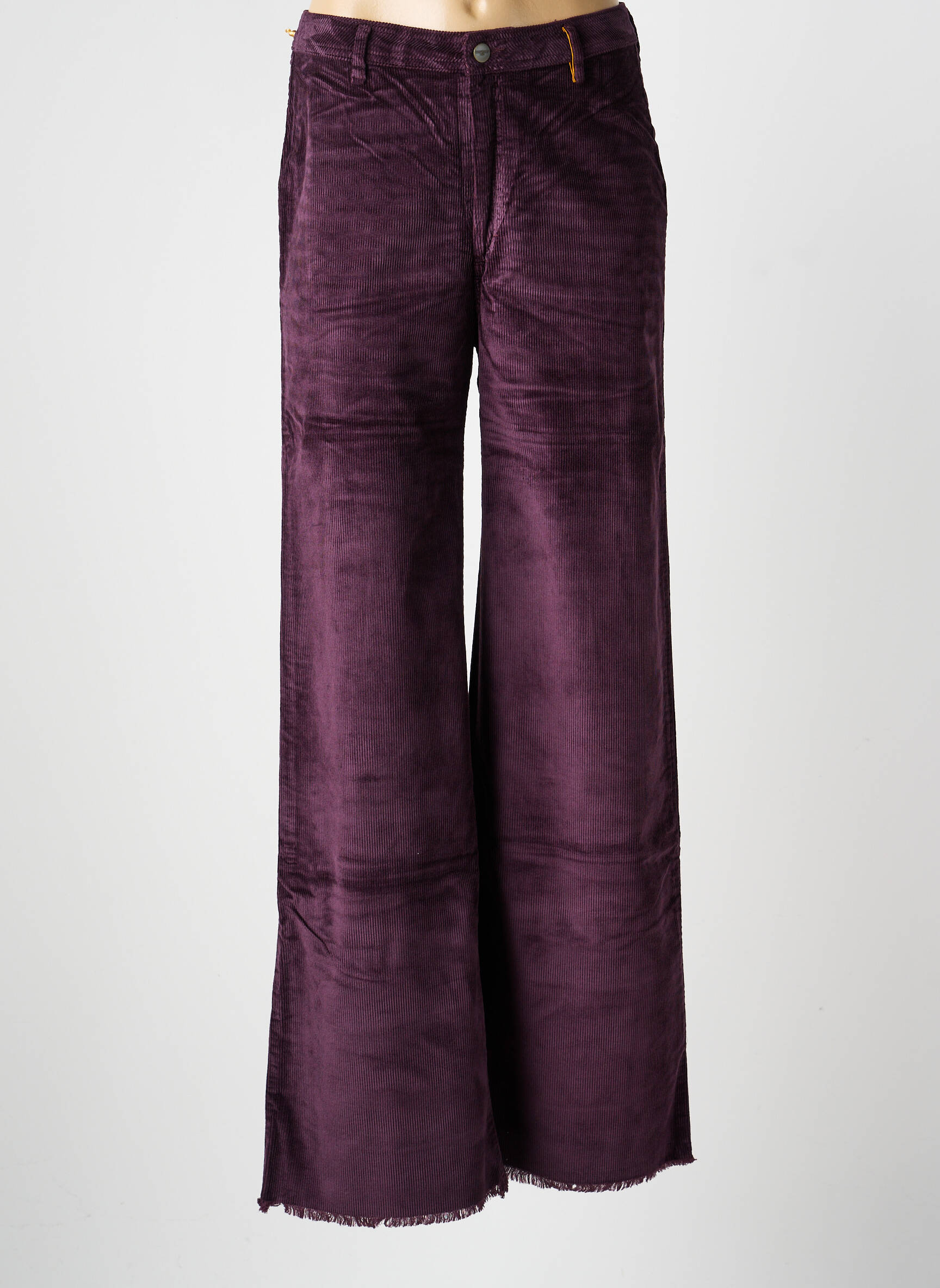 Pantalon droit fermeture zippée sous rabat boutonné taille normale violet COUTURIST femme