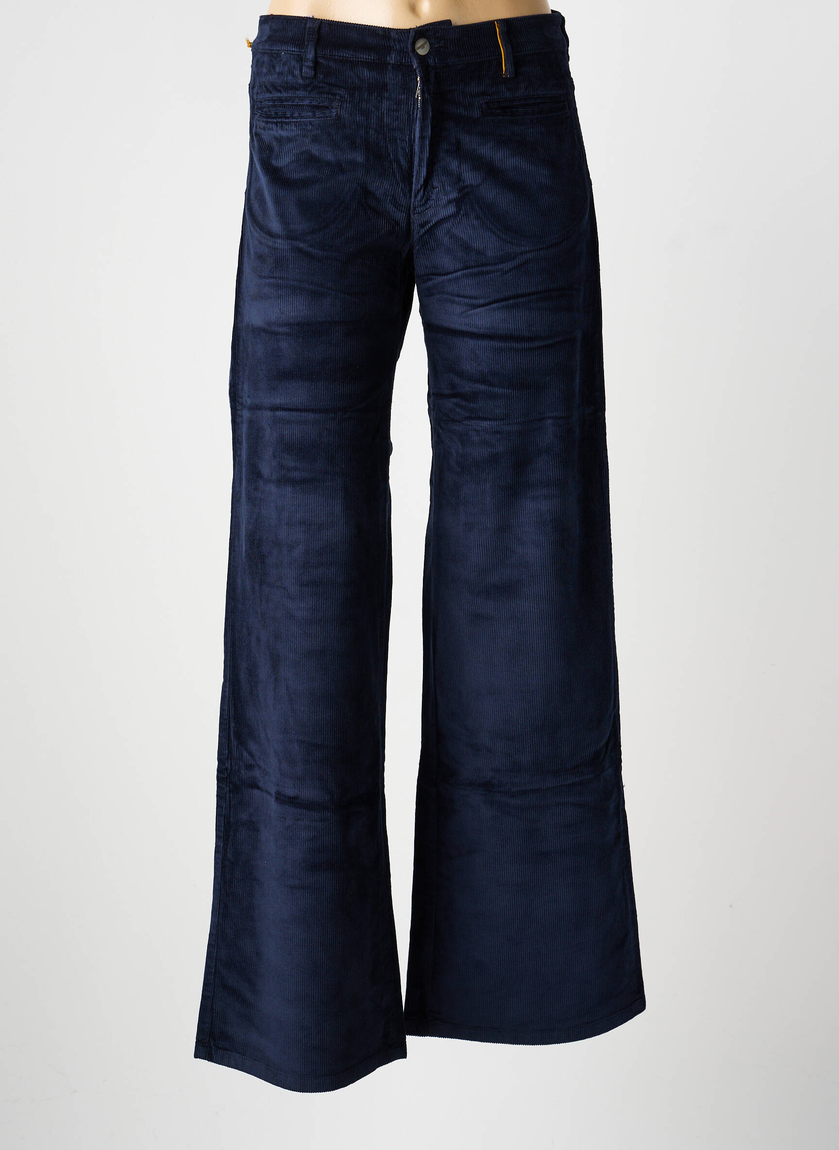 Pantalon droit fermeture zippée sous rabat boutonné taille normale bleu COUTURIST femme