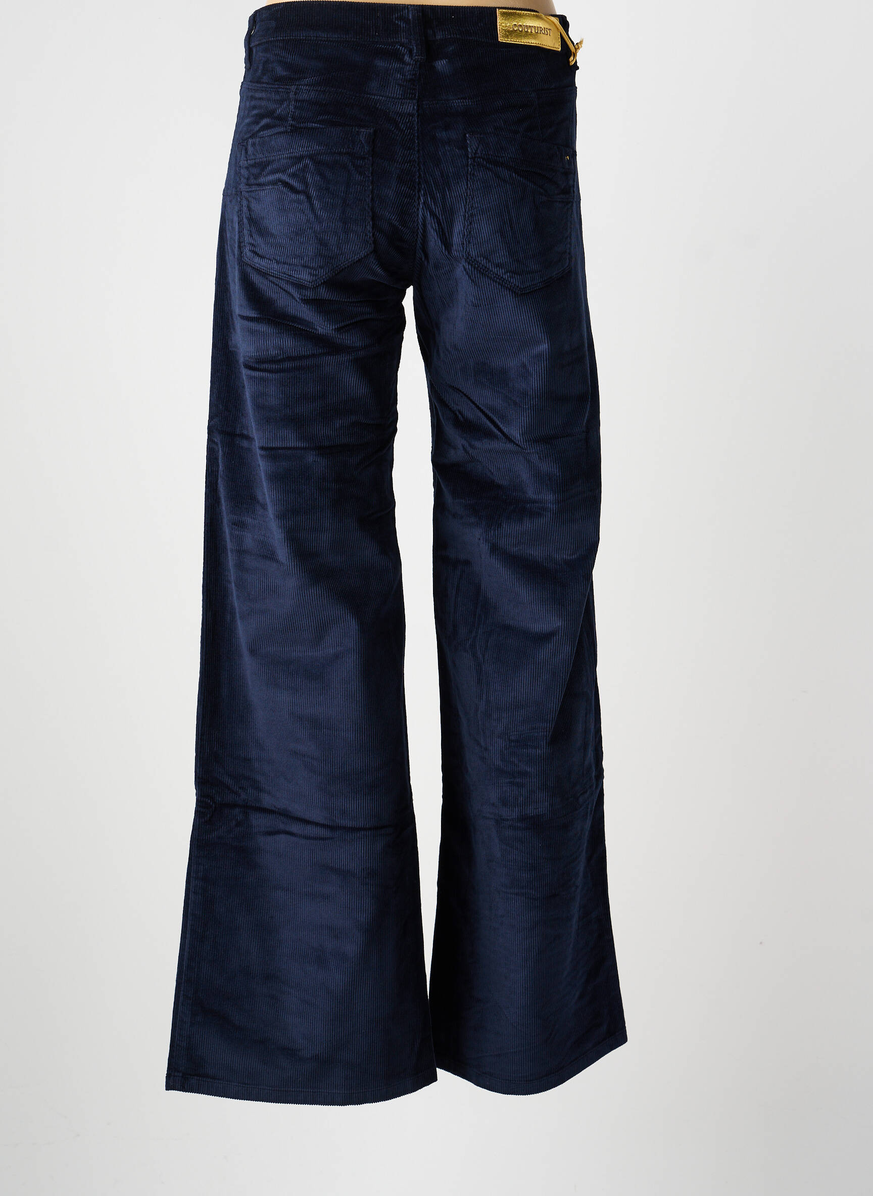 Pantalon droit fermeture zippée sous rabat boutonné taille normale bleu COUTURIST femme